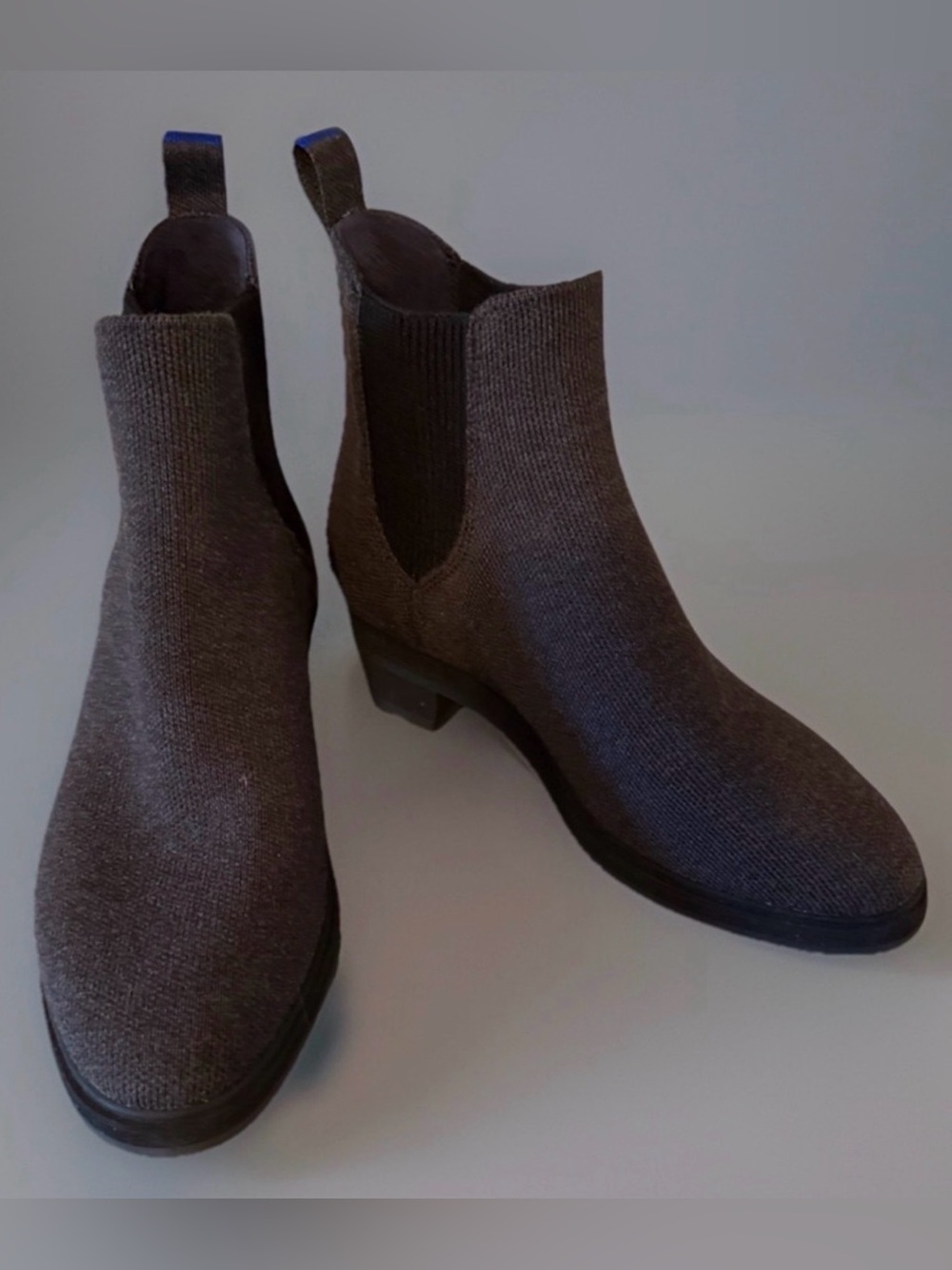 Rothy’s Chelsea Boot Women 7.5 Black grey  Minimal Knit Quiet Luxury Ankle Boots